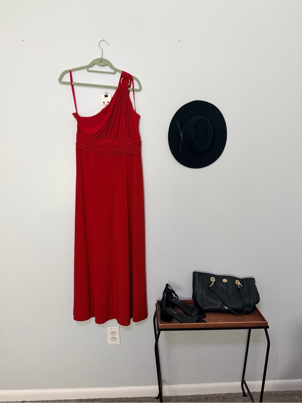 Nine West Red One-Shoulder Evening Dress
